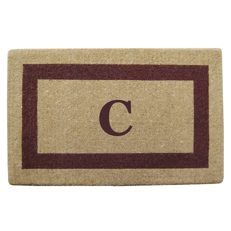 Heavy Duty Coir Monogrammed Brown Frame Door Mat - C - Brown - 22 inches x 36 inches
