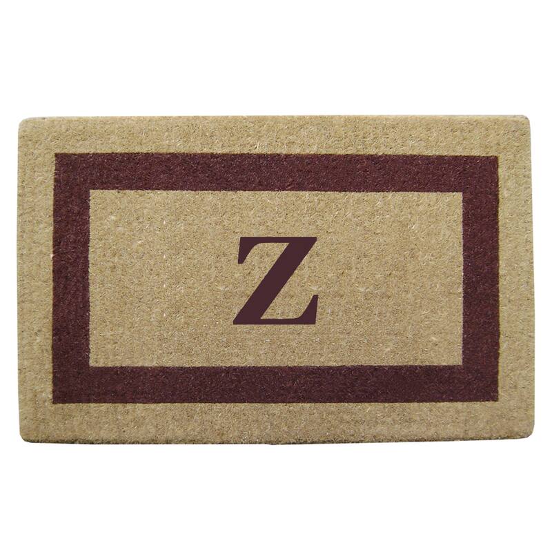 Heavy Duty Coir Monogrammed Brown Frame Door Mat - Z - Brown - 22 inches x 36 inches