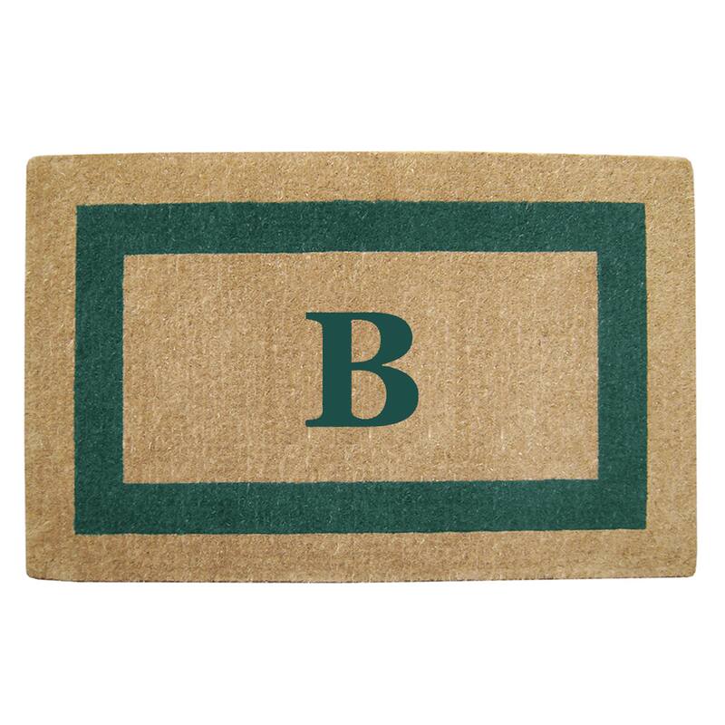Heavy Duty Coir Green Monogrammed Frame Door Mat