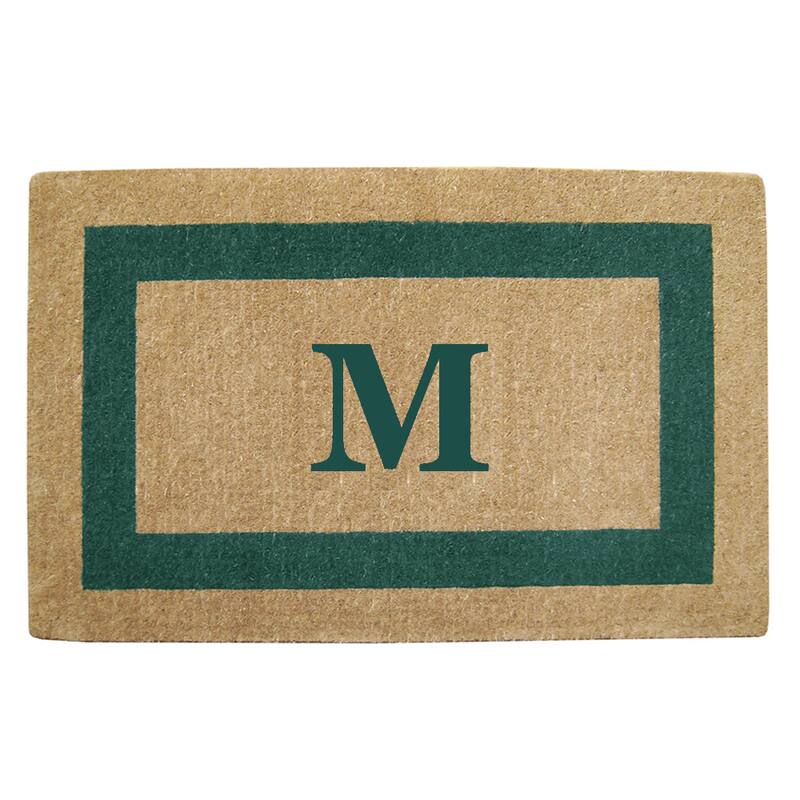 Heavy Duty Coir Green Monogrammed Frame Door Mat