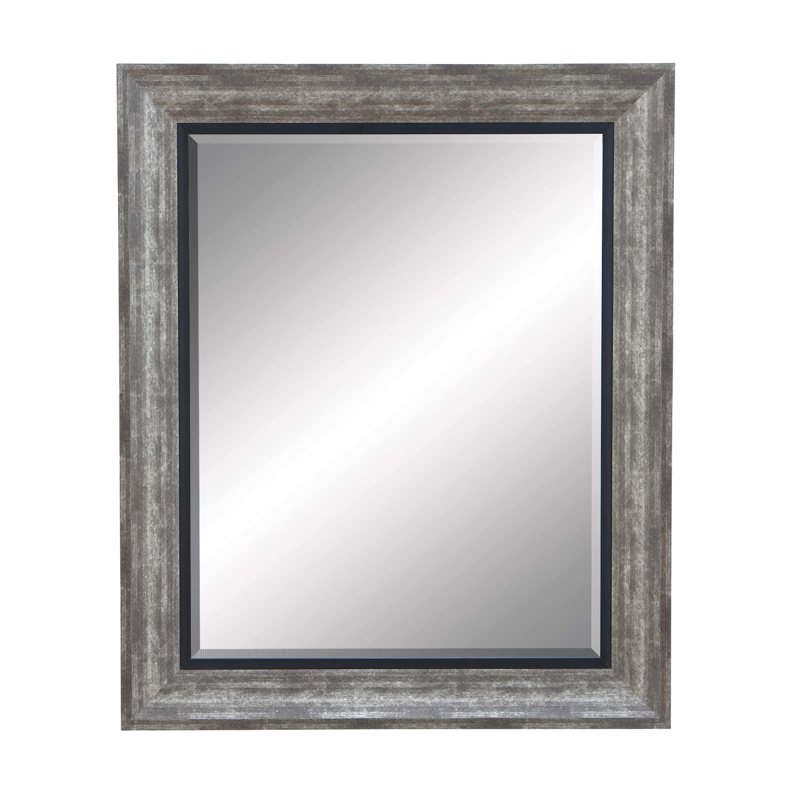 Beveled Dull Grey Finish Mirror With Frame