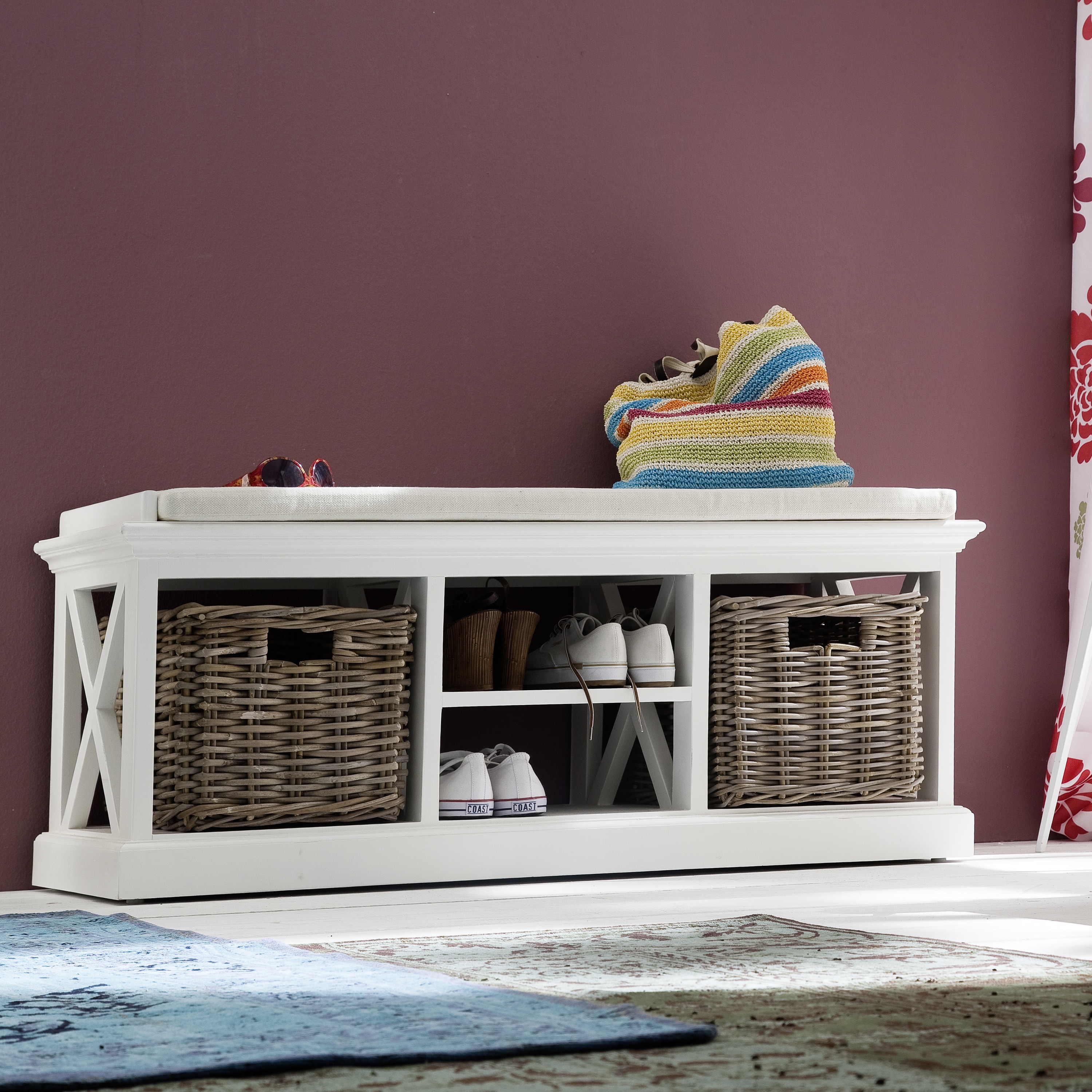 Interior White Hallway And Accent Bench