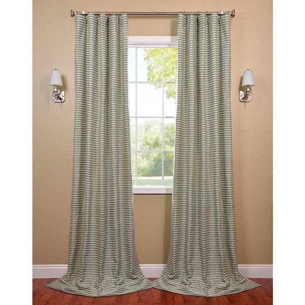 Shop Exclusive Fabrics Teal and Natural Handwoven Cotton Curtain Panel