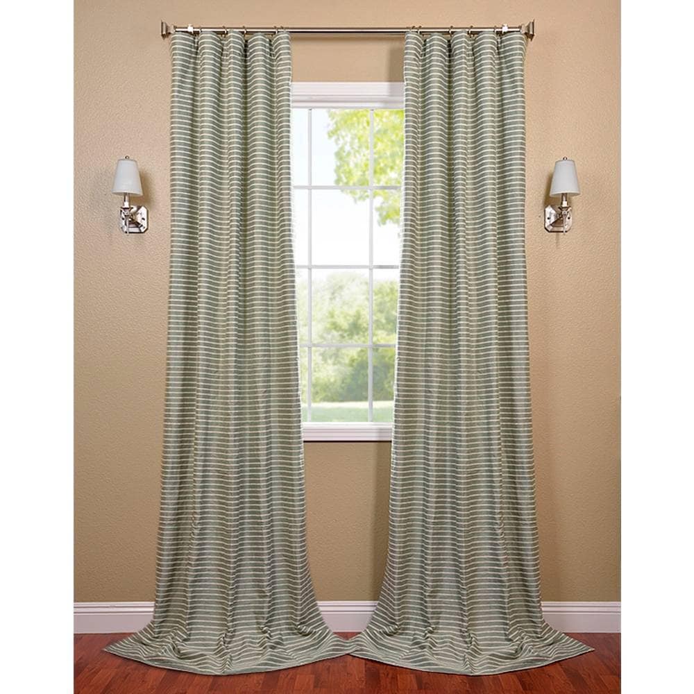 Teal And Natural Hand woven Cotton Curtain Panel