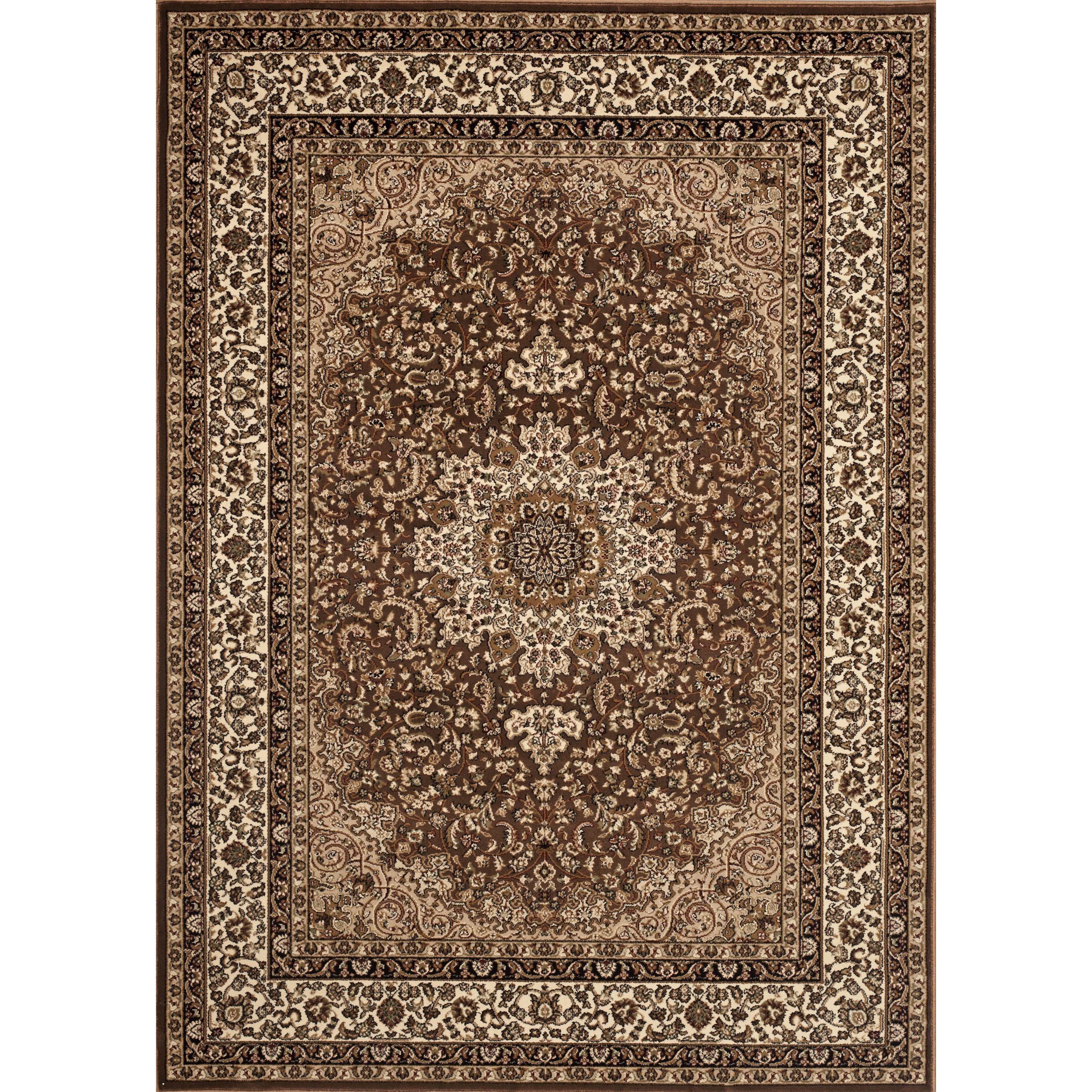 Medallion Traditional Brown Rug (53 X 74)