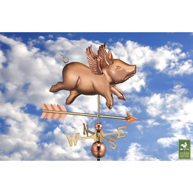 Flying Pig Pure Copper Weathervane by Good Directions
