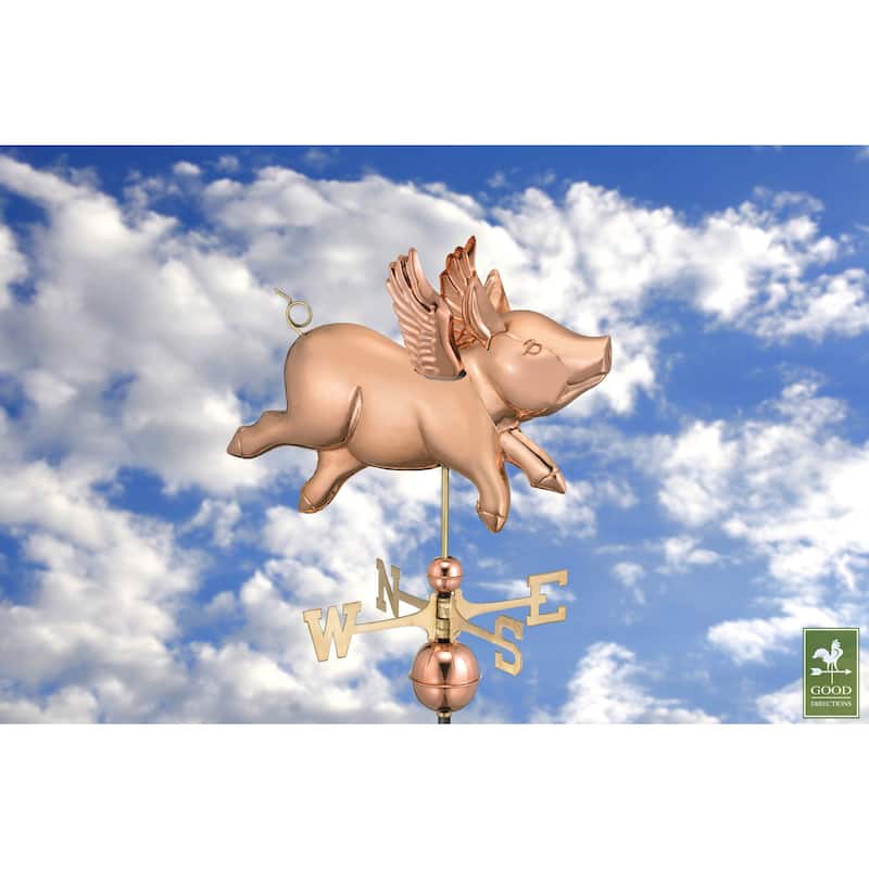 Flying Pig Pure Copper Weathervane by Good Directions