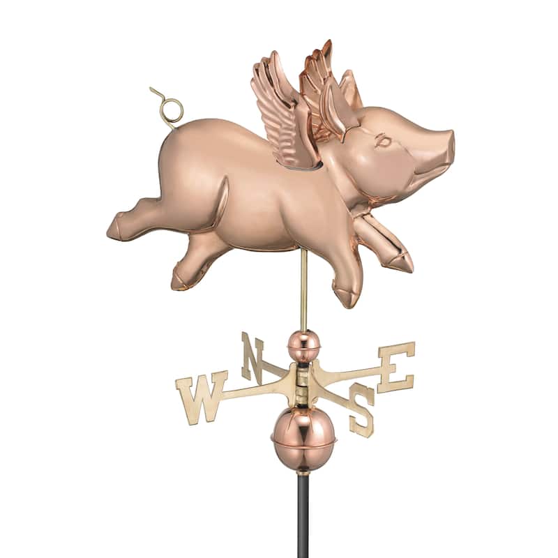 Flying Pig Pure Copper Weathervane by Good Directions - Pure Copper