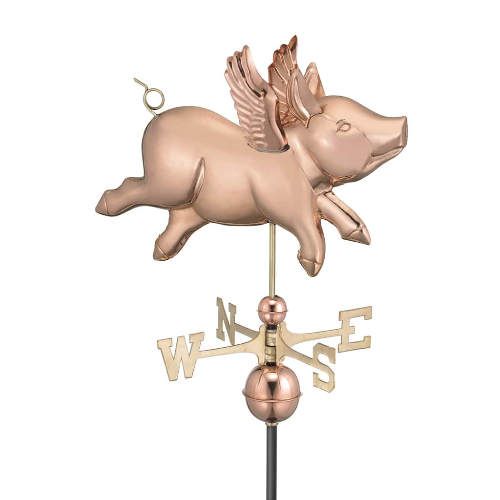 Flying Pig Pure Copper Weathervane by Good Directions