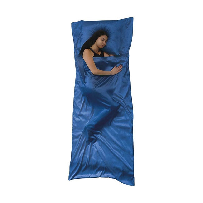 Scent sation First Class Travel Satin Sleep Sheet Blue Size Queen