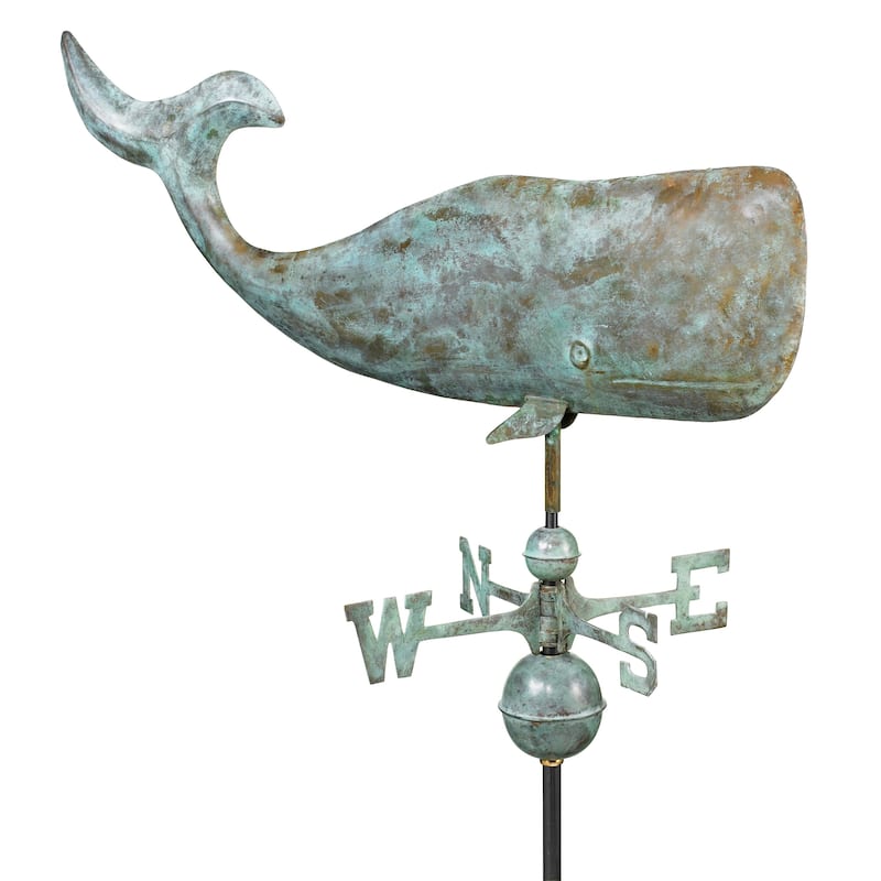 37-inch Whale Weathervane Blue Verde Copper by Good Directions