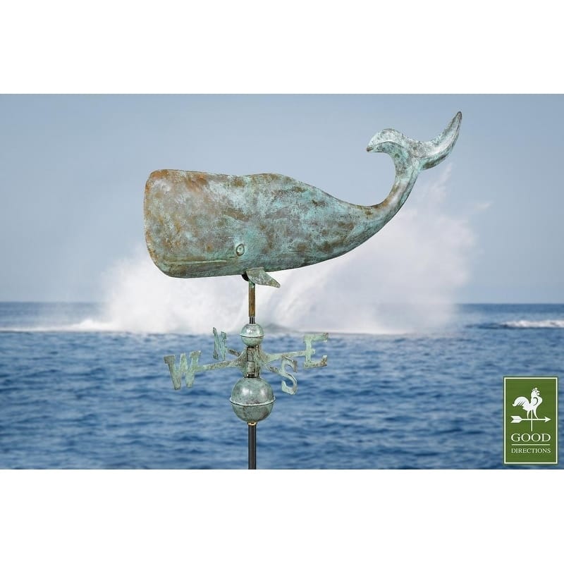 37-inch Whale Weathervane Blue Verde Copper by Good Directions