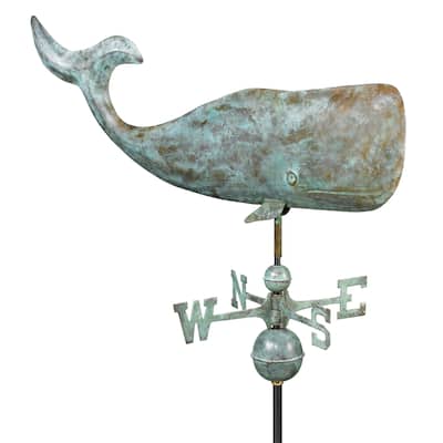 37-inch Whale Weathervane Blue Verde Copper by Good Directions