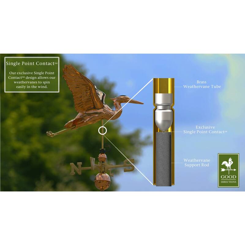 Blue Heron Pure Copper Weathervane by Good Directions