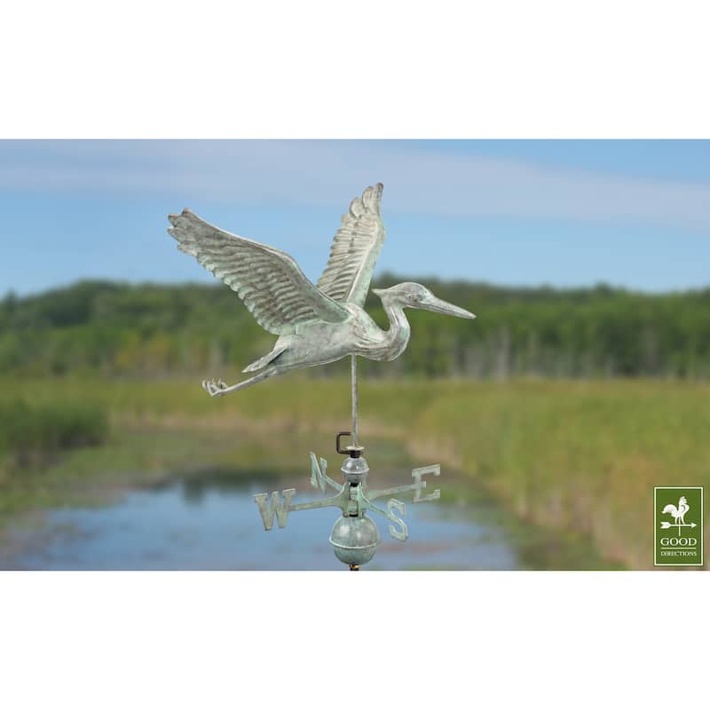 Blue Heron Pure Copper Weathervane by Good Directions
