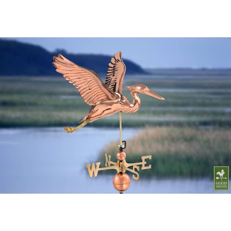 Blue Heron Pure Copper Weathervane by Good Directions