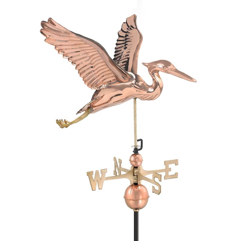 Blue Heron Pure Copper Weathervane by Good Directions - Brown