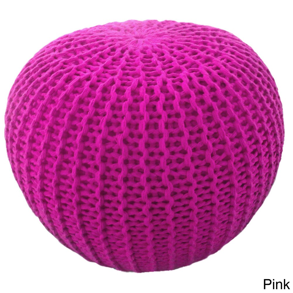 Textures Llc Morrow Knitted Pouf Pink Size Specialty