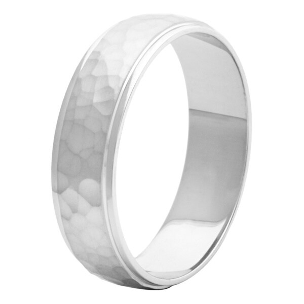 6mm Hammered and Polished Finish Titanium Wedding Band