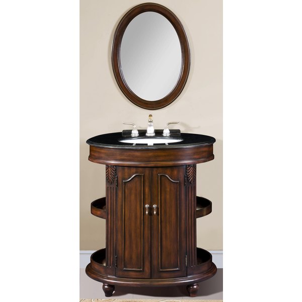 ICA Furniture Lotus 36inch Black Granite Top Bathroom Vanity with