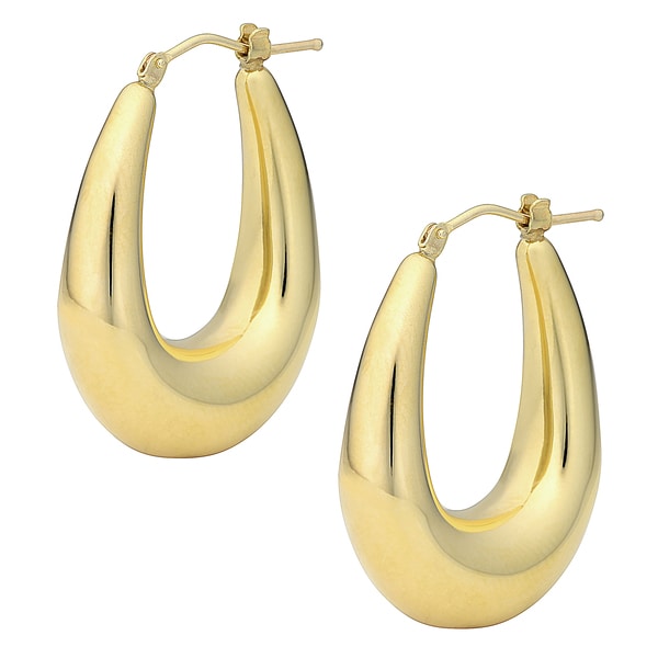 Shop Oro Forte 14k Gold 1.25-inch Graduated Oval Hoop Earrings - Free ...