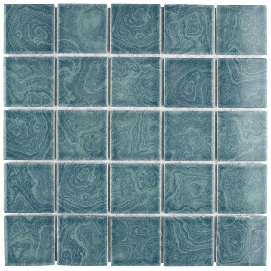 Somertile 12x12 Paradise Palm Green 0.188 in Porcelain Mosaic Tile (pack Of 10)