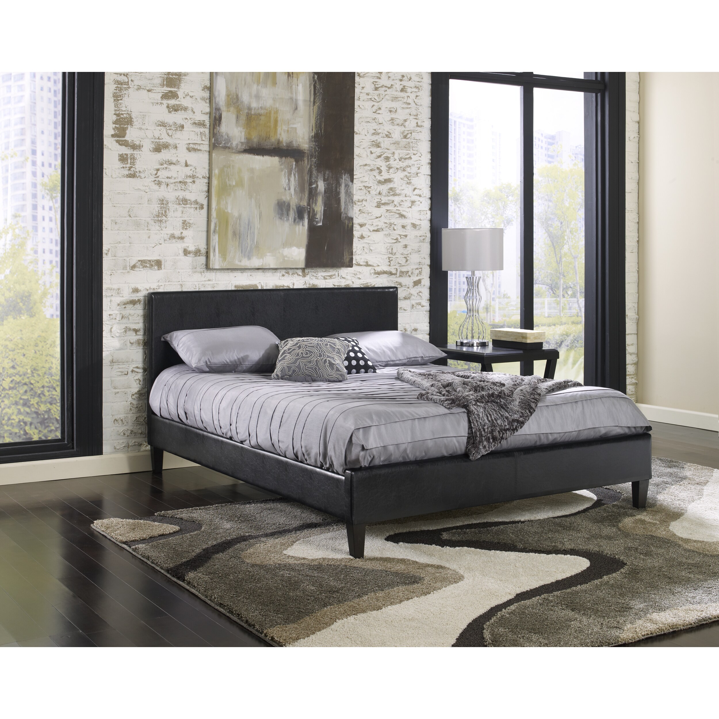 Shop Sleep Sync Beaumont Upholstered Black Leather Complete