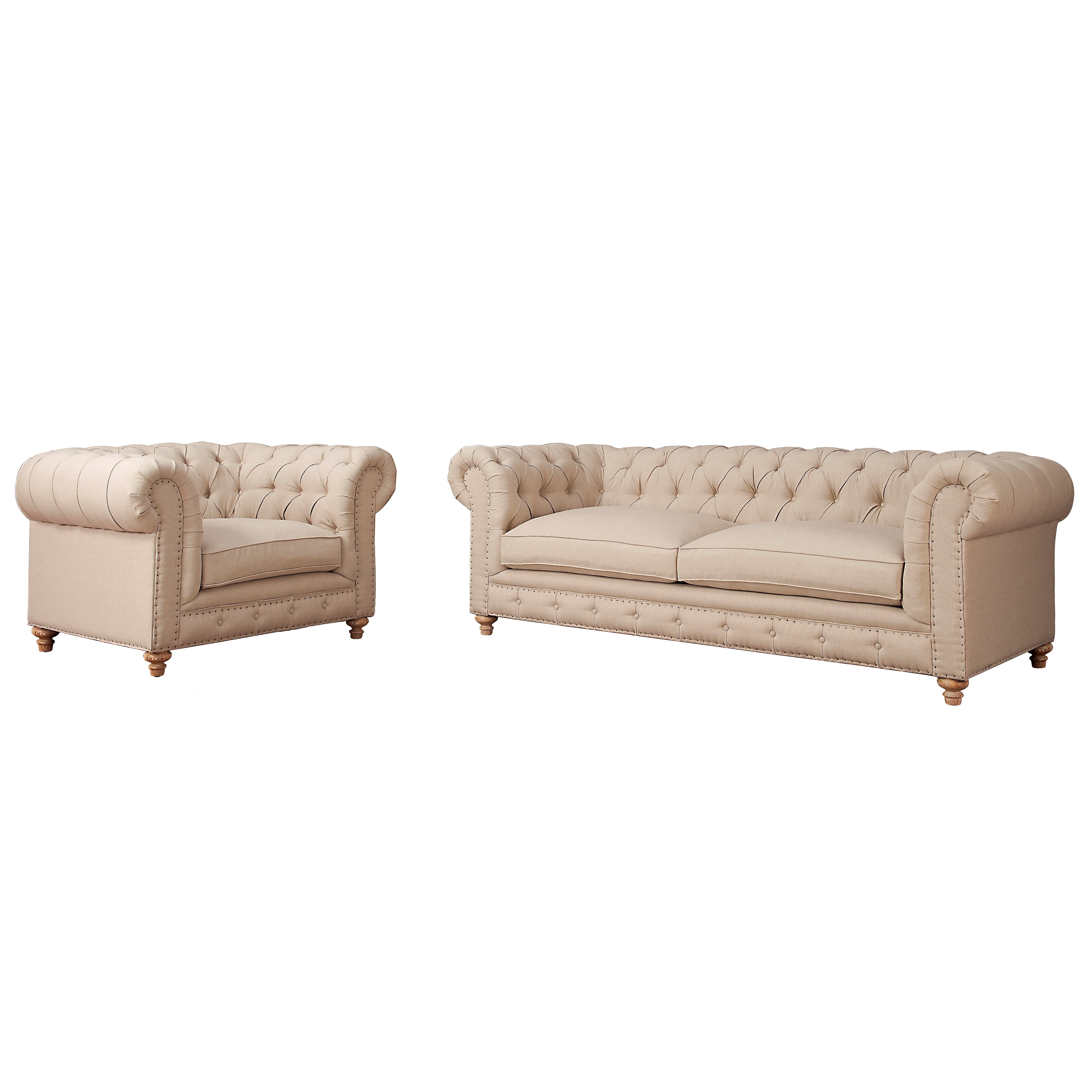 Oxford Beige Linen 2 piece Living Room Set