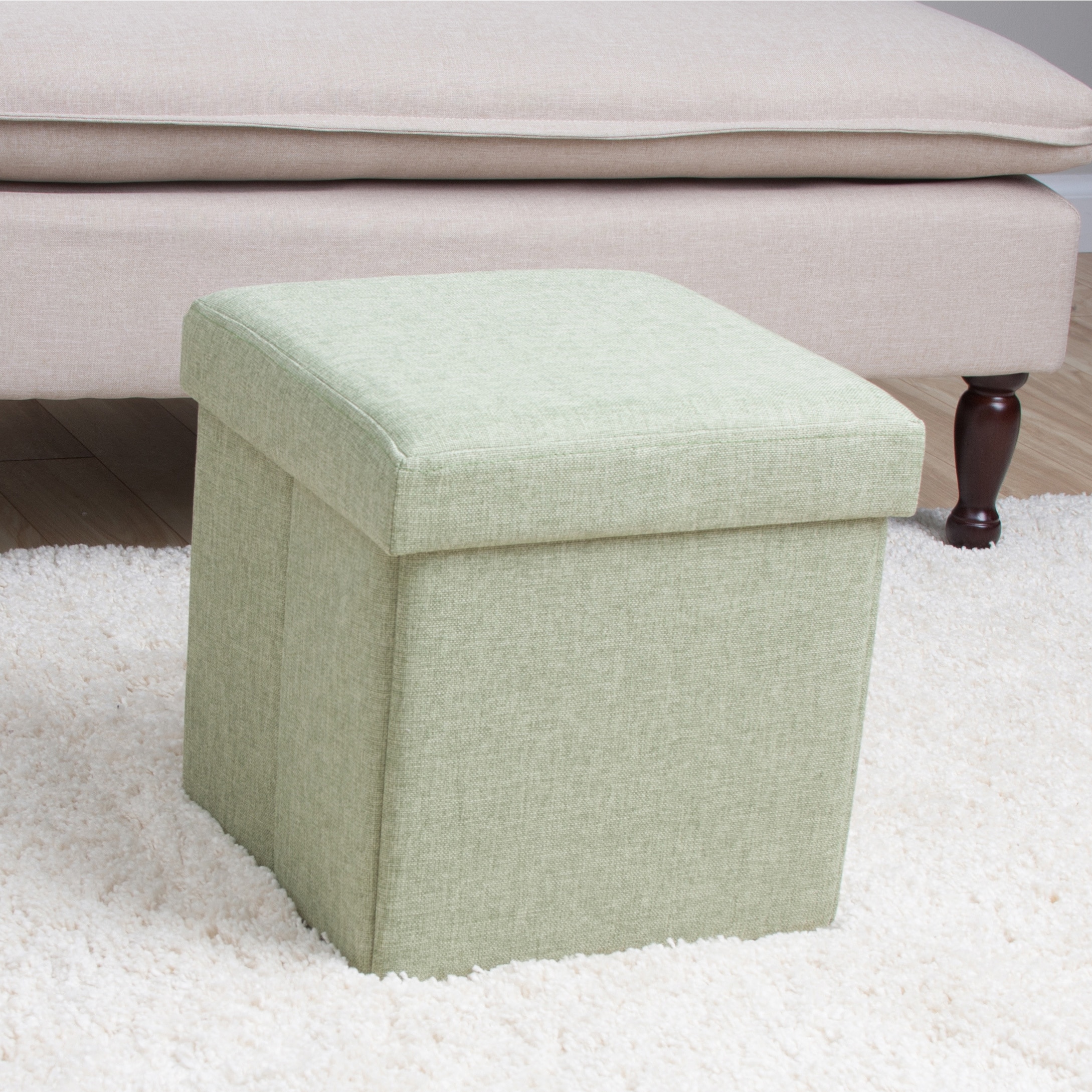 Square Folding Fabric Storage Ottoman