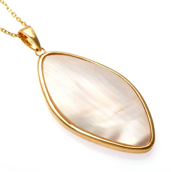 Pink Mother of Pearl Pendant on 925 Sterling Silver Rhodium plated