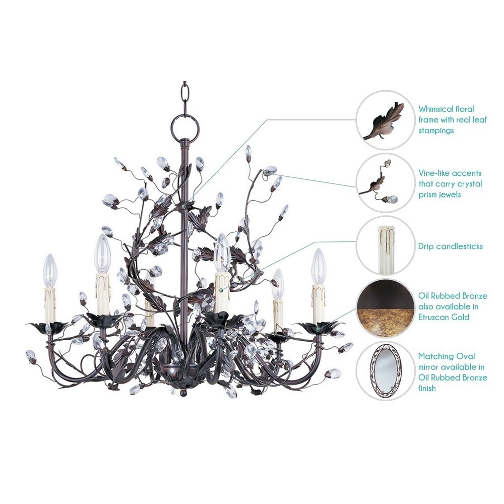 maxim elegante 6 light chandelier