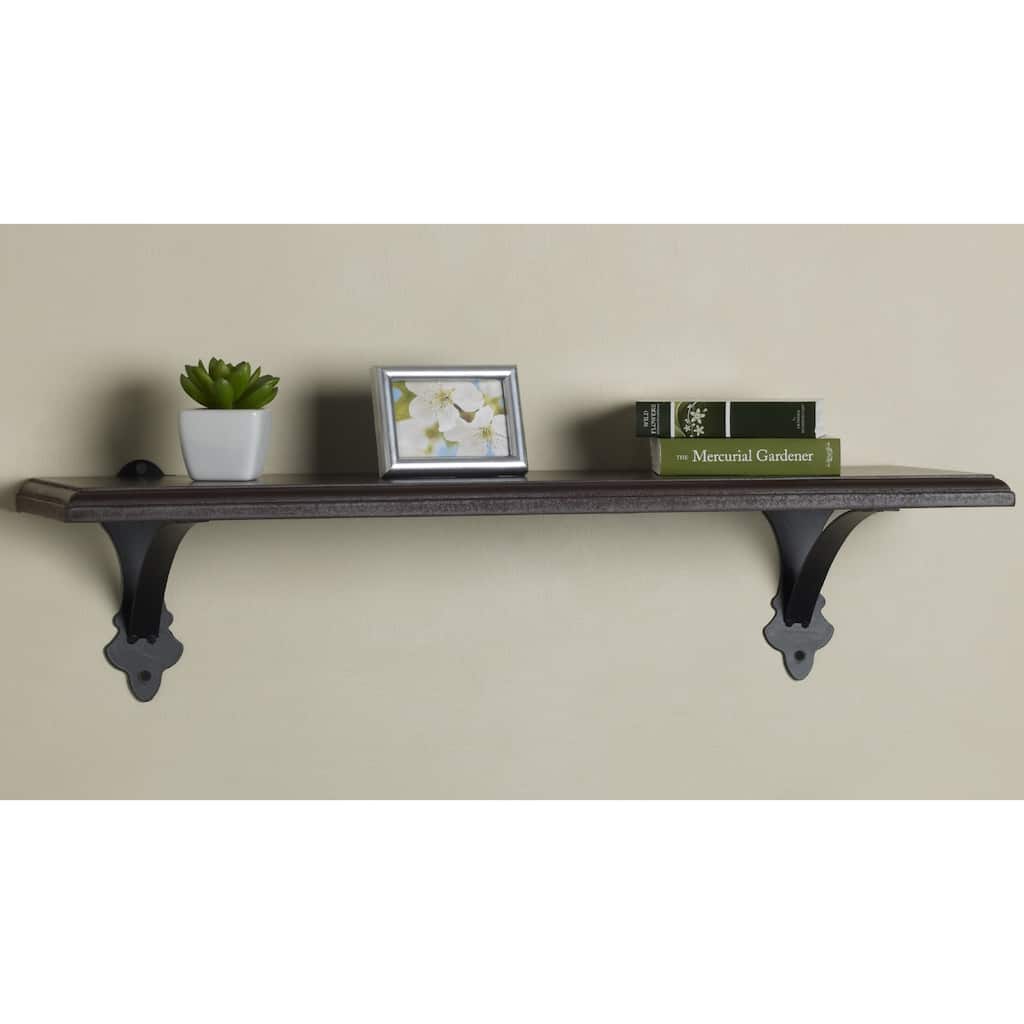 Melannco 24-inch Brown Metal/ Wood Shelf
