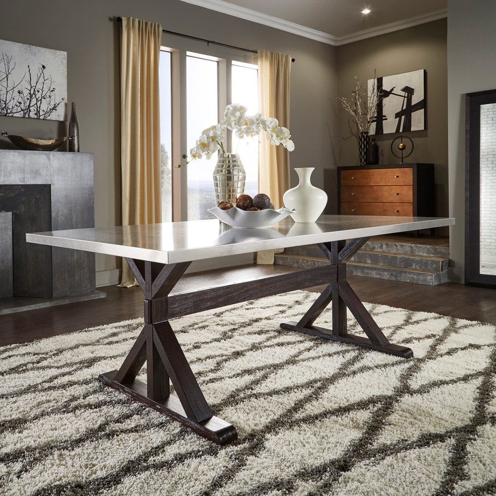 trumbull stainless steel dining table by inspire q bold