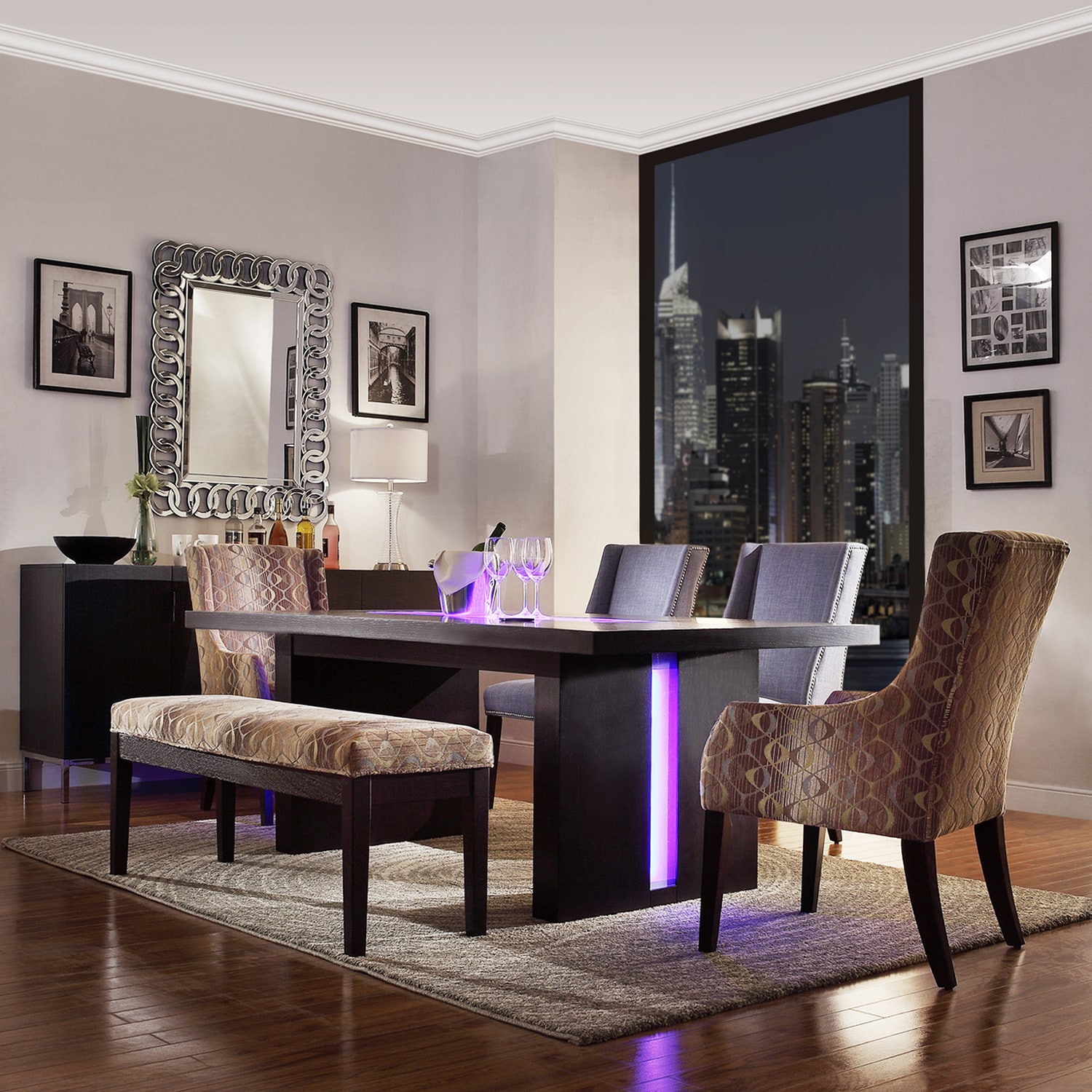 Inspire Q Lorin Modern Led Light System Inlay Dining Table