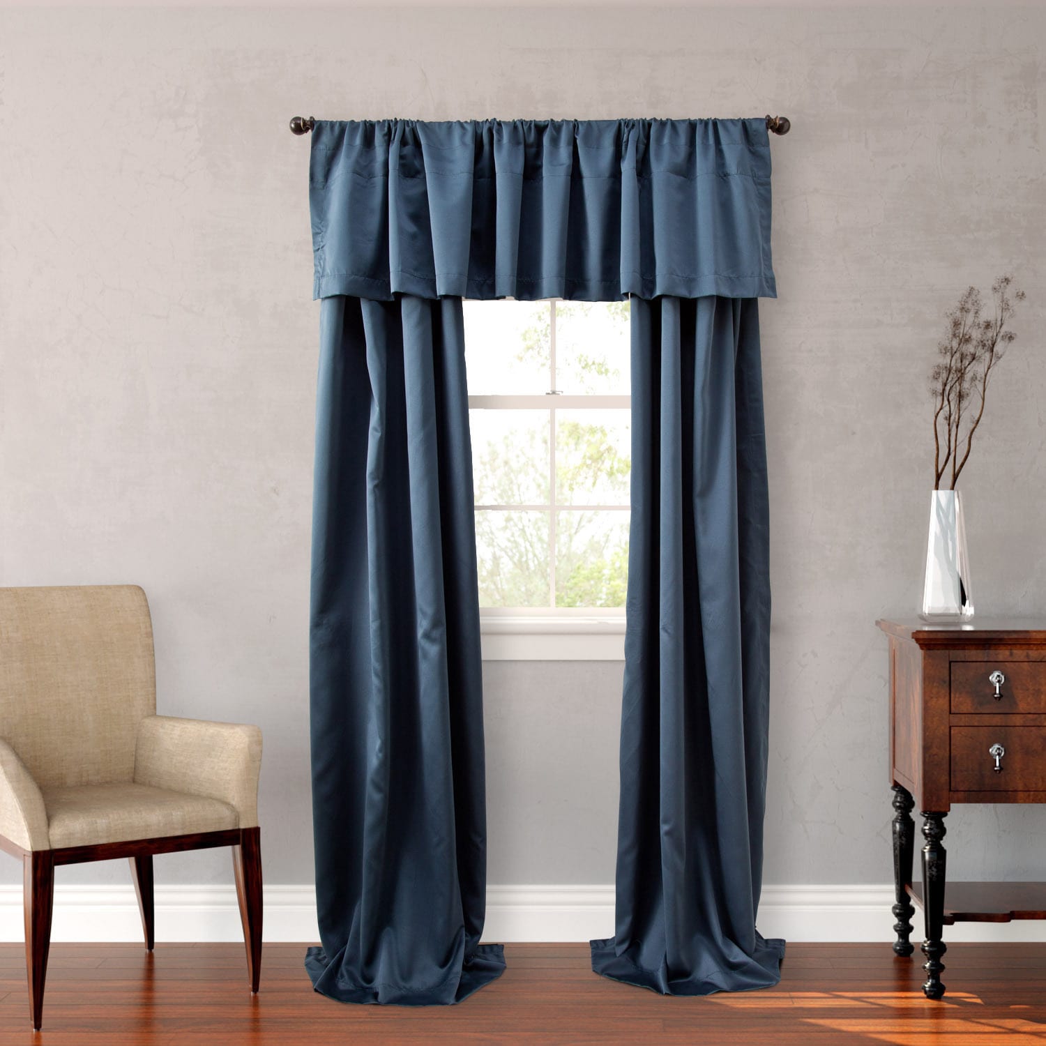 Nicole Miller Blue Polyester 84 inch Midnight Floral 4 piece Lined Curtain Panel Pair