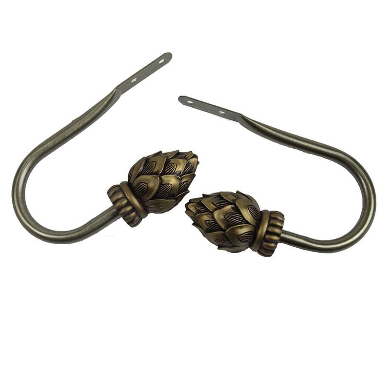 InStyleDesign Lotus Antique Brass Curtain Holdback Pair - n/a - Antique Brass