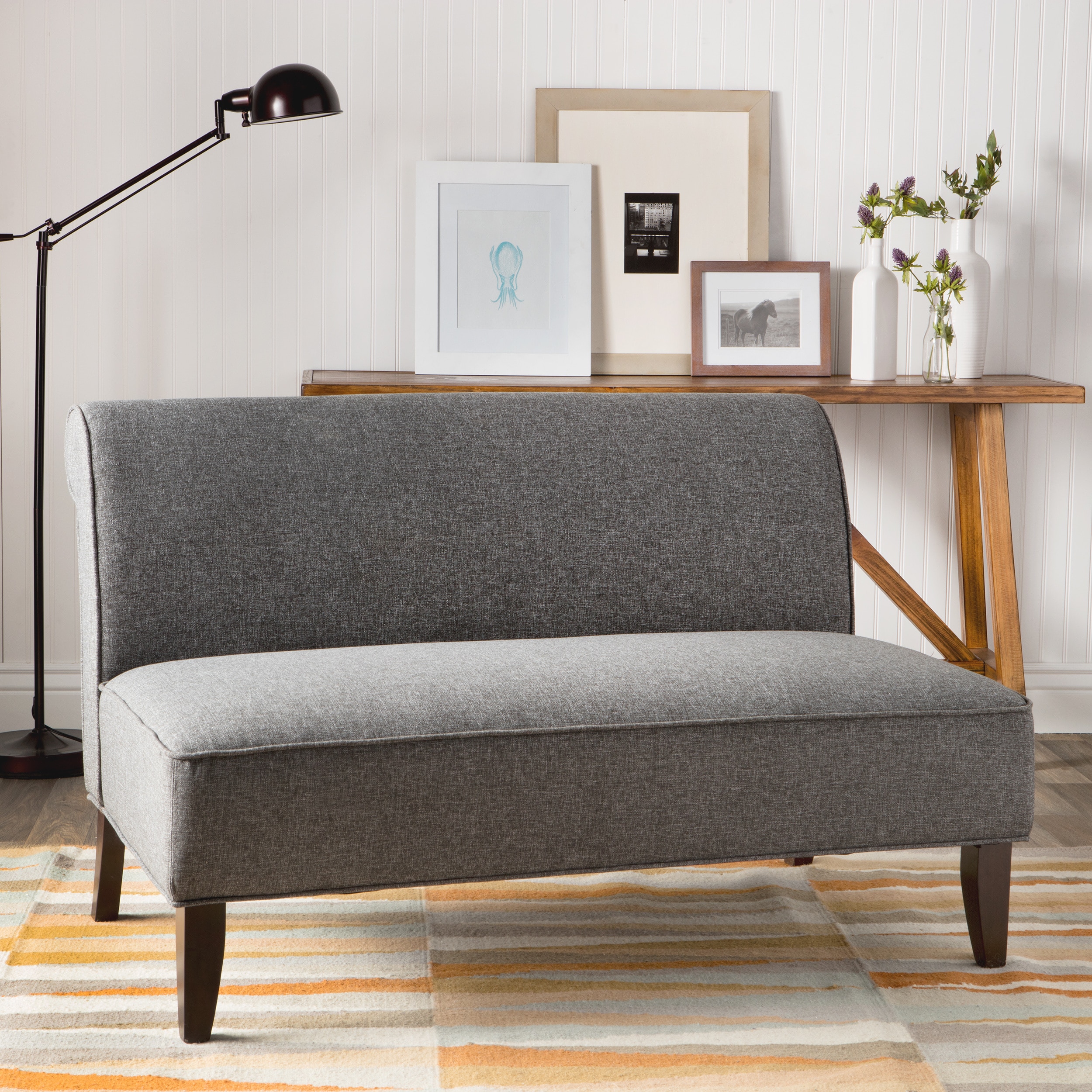 Sadie Granite Upholstery Slipper Loveseat