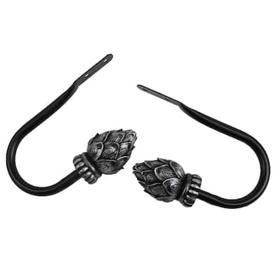 InStyleDesign Lotus Black Patina Curtain Holdback Pair - n/a