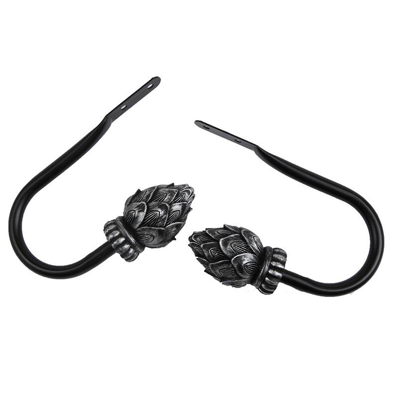 InStyleDesign Lotus Black Patina Curtain Holdback Pair - n/a