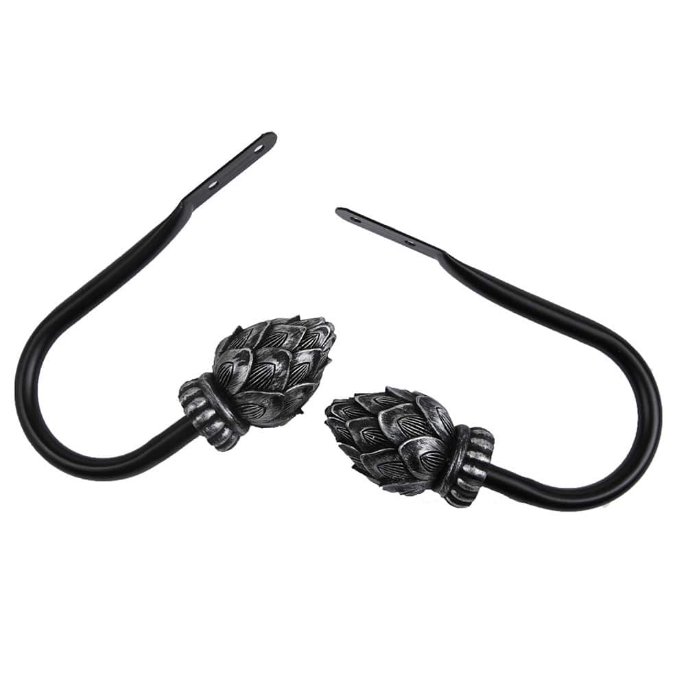 InStyleDesign Lotus Black Patina Curtain Holdback Pair - n/a