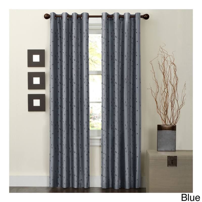Maytex Jardin Thermal Blackout Room Darkening Faux Silk Embroidered Window 84-inch Curtain Panel - 54 x 84 - 54 x 84