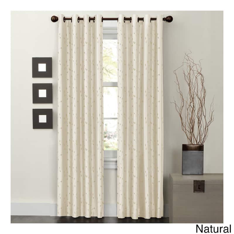Maytex Jardin Thermal Blackout Room Darkening Faux Silk Embroidered Window 84-inch Curtain Panel - 54 x 84 - 54 x 84