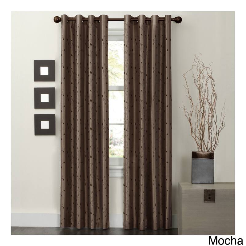 Maytex Jardin Thermal Blackout Room Darkening Faux Silk Embroidered Window 84-inch Curtain Panel - 54 x 84 - 54 x 84