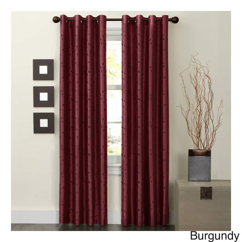 Maytex Jardin Thermal Blackout Room Darkening Faux Silk Embroidered Window 84-inch Curtain Panel - 54 x 84 - 54 x 84