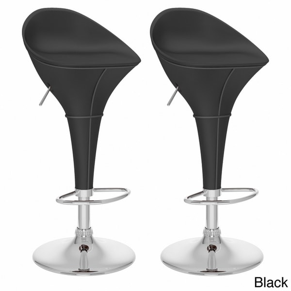 CorLiving Round Styled Adjustable Leatherette Bar Stools (Set of 2)