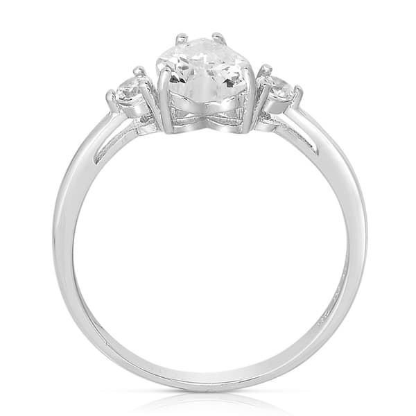 Princess Kylie Round Center Cubic Zirconia Intertwined Sides Ring Rhodium Plated Sterling Silver 
