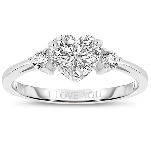 Heart Design Ring Sterling Silver 925 With Pave Set White Cubic Zirconia Stones Heart Design Ring Sterling Silver 925 With Pave Set White Cubic Zirconia Stones