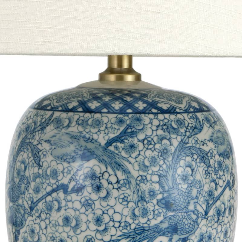 Handmade 20" Classic Blue and White Porcelain Jar Lamp - 13"W x 13"D x 20"H