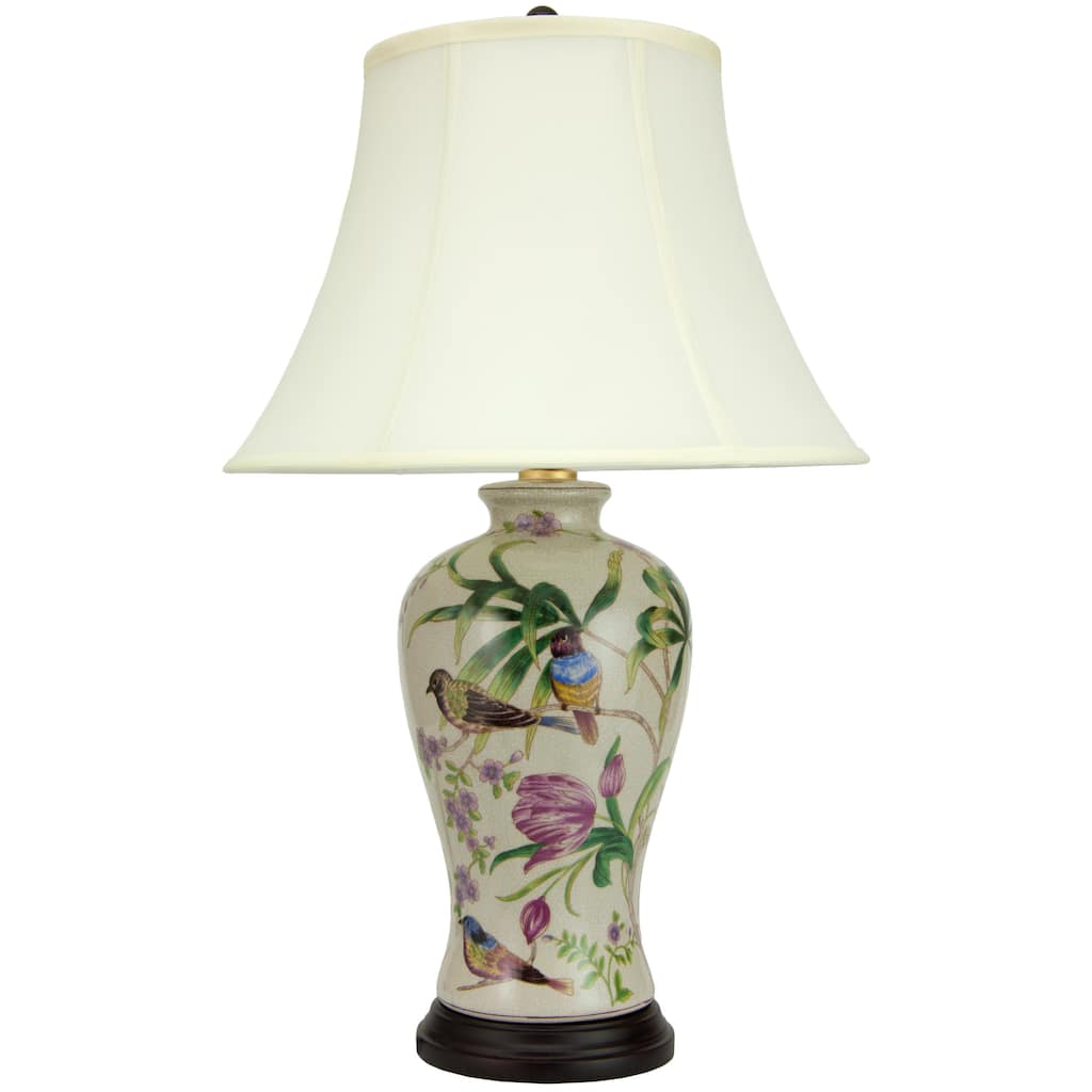 Handmade 24" Floral White Porcelain Lamp - 16"W x 16"D x 24.5"H