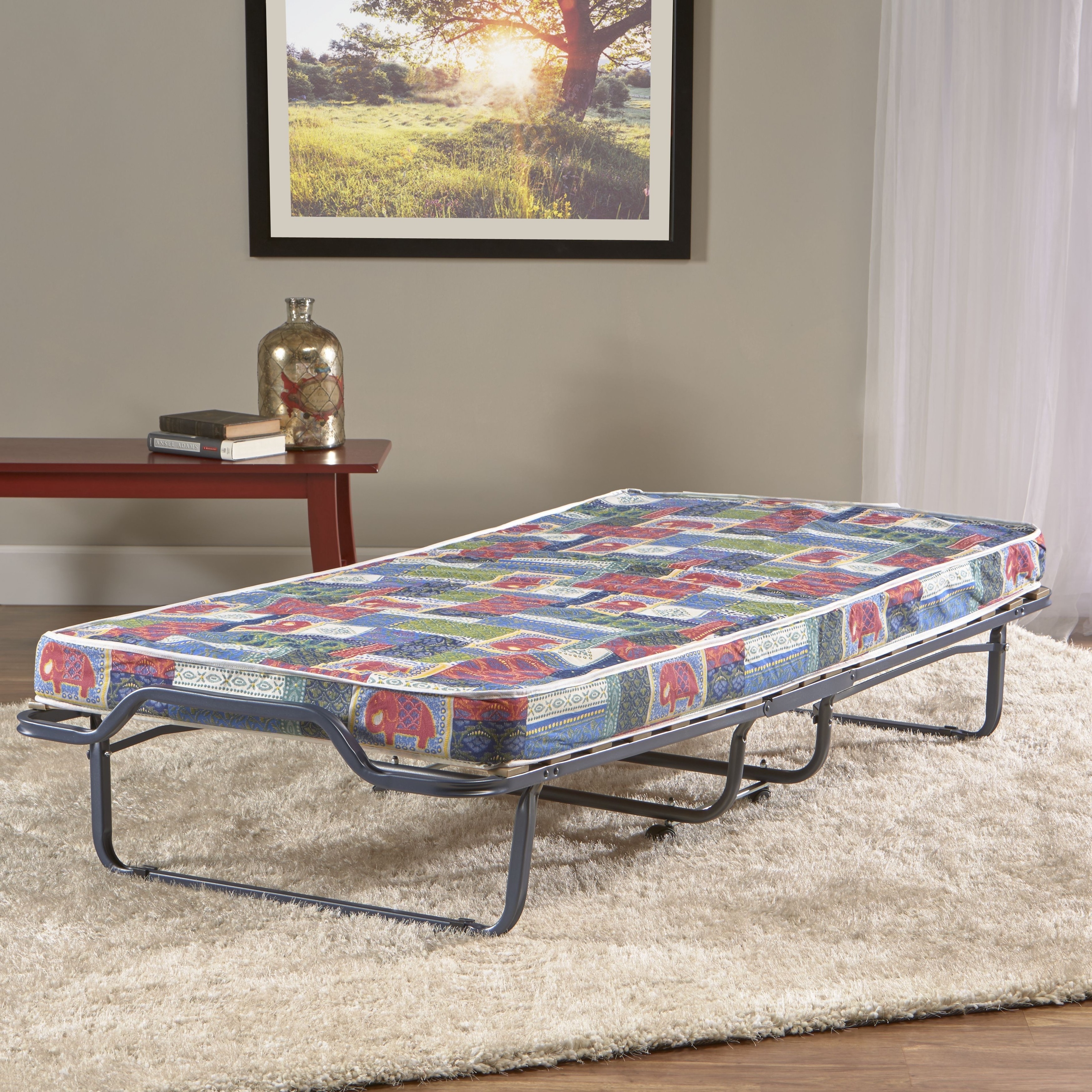 Innerspace 4 inch Twin Guest Folding Bed With Metal Frame And Reversible Memory Foam Mattress